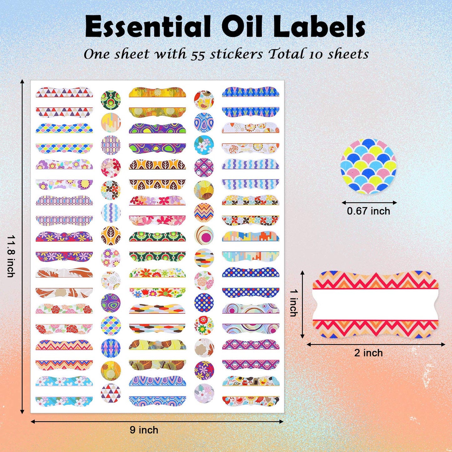 550 Pieces 10 Sheets Essential Oils Labels Include 270 Pieces Essential Oil Bottle Labels and 280 Round Cap Stickers Waterproof Stickers for Bottles Markers