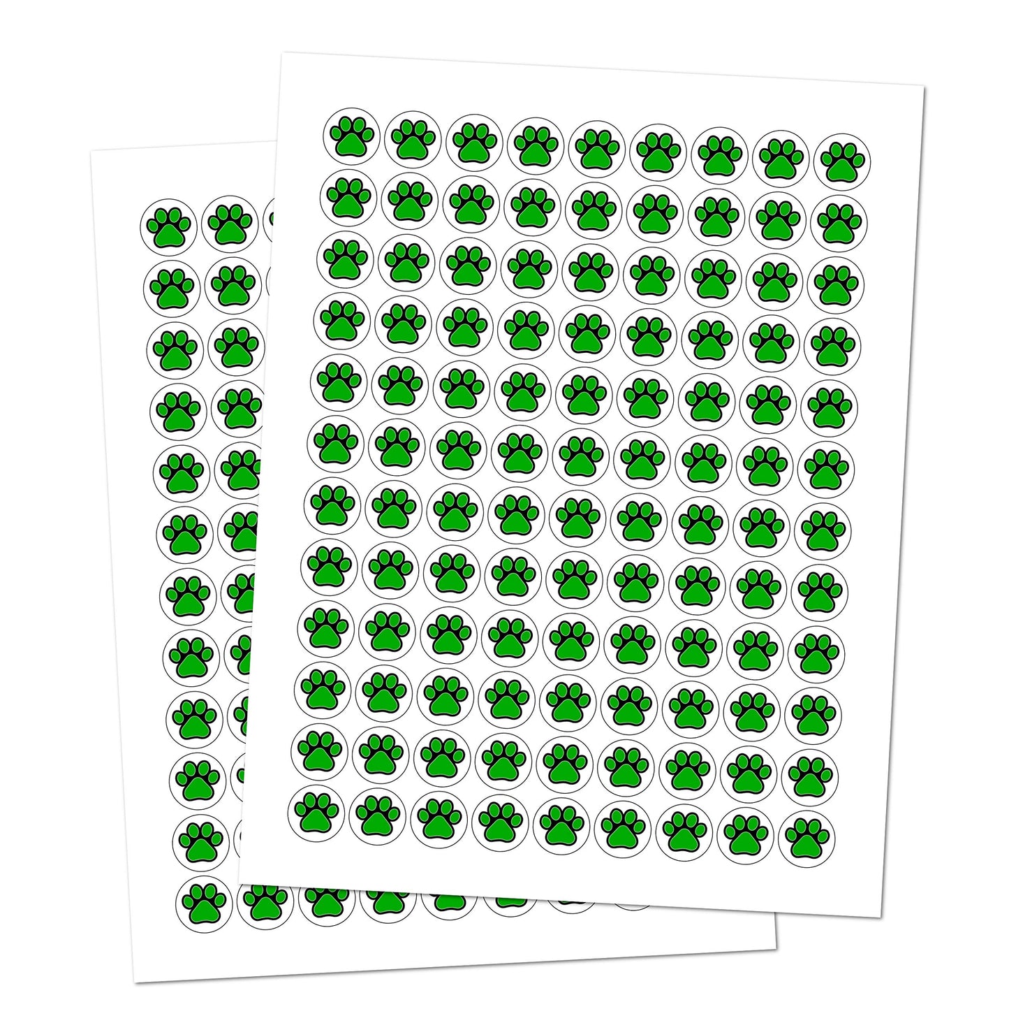 216 Paw Print Kisses Stickers Labels, Animal Paws Stickers for Party Favors, Any Event Decorations, Gift (Green) Green