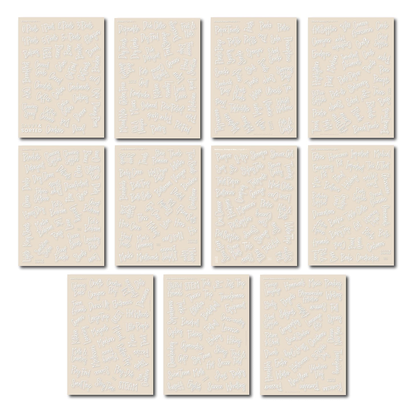 White Pantry Labels for Containers, 385 Preprinted Household Organizing Stickers and Kitchen Food Storage Container Labels White Script Pantry Labels