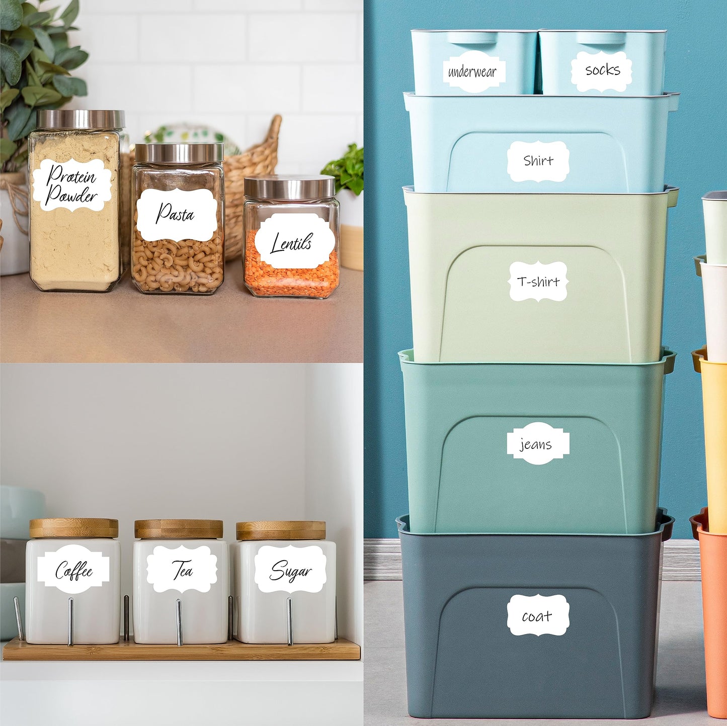 300 PCS White Stickers, 5 Fancy Shapes Labels Blank Stickers Roll White Name Tags with Permanent Adhesive for File Folders, Food Jars, Gift Tags, Home Office Business Uses (2” x 3”) 2” x 3”