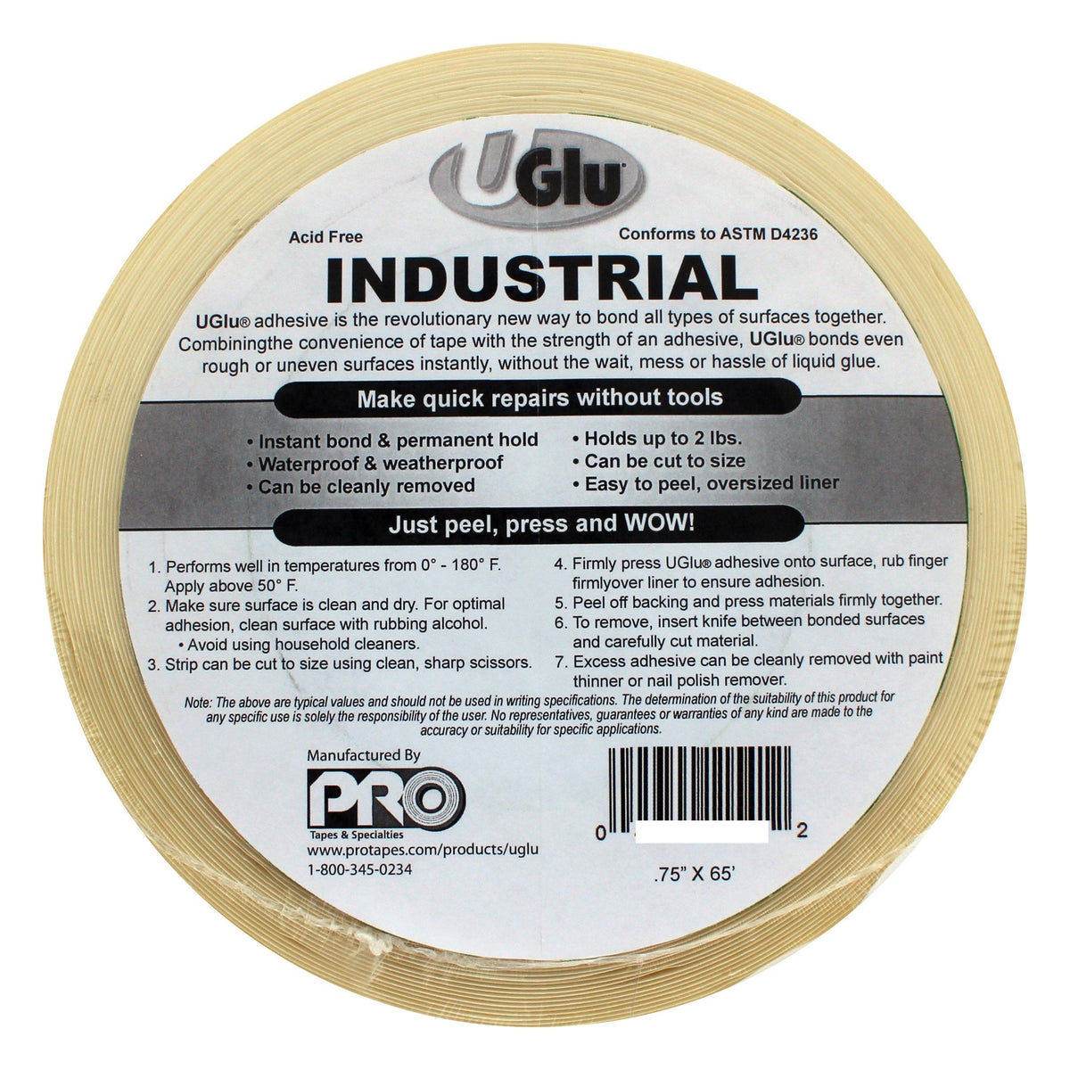 ProTapes 306UGLU3465 UGlu 20 Mil Roll 3" Core 3/4" Wide x 65' 3/4" Wide x 65' Long x 20 mils Thick