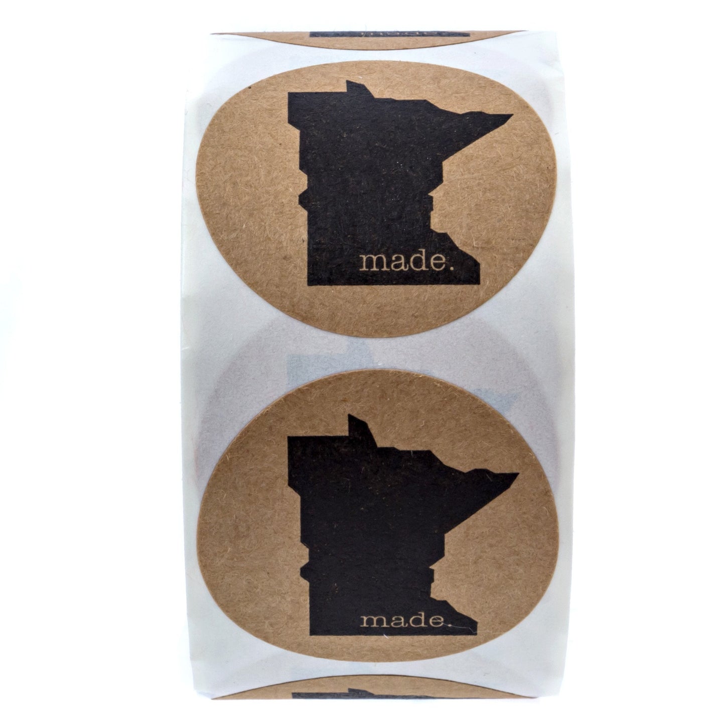 Minnesota Made Stickers / 500 Brown Kraft Made in Minnesota Labels / 1.5" MN State Made Craft Project Seals
