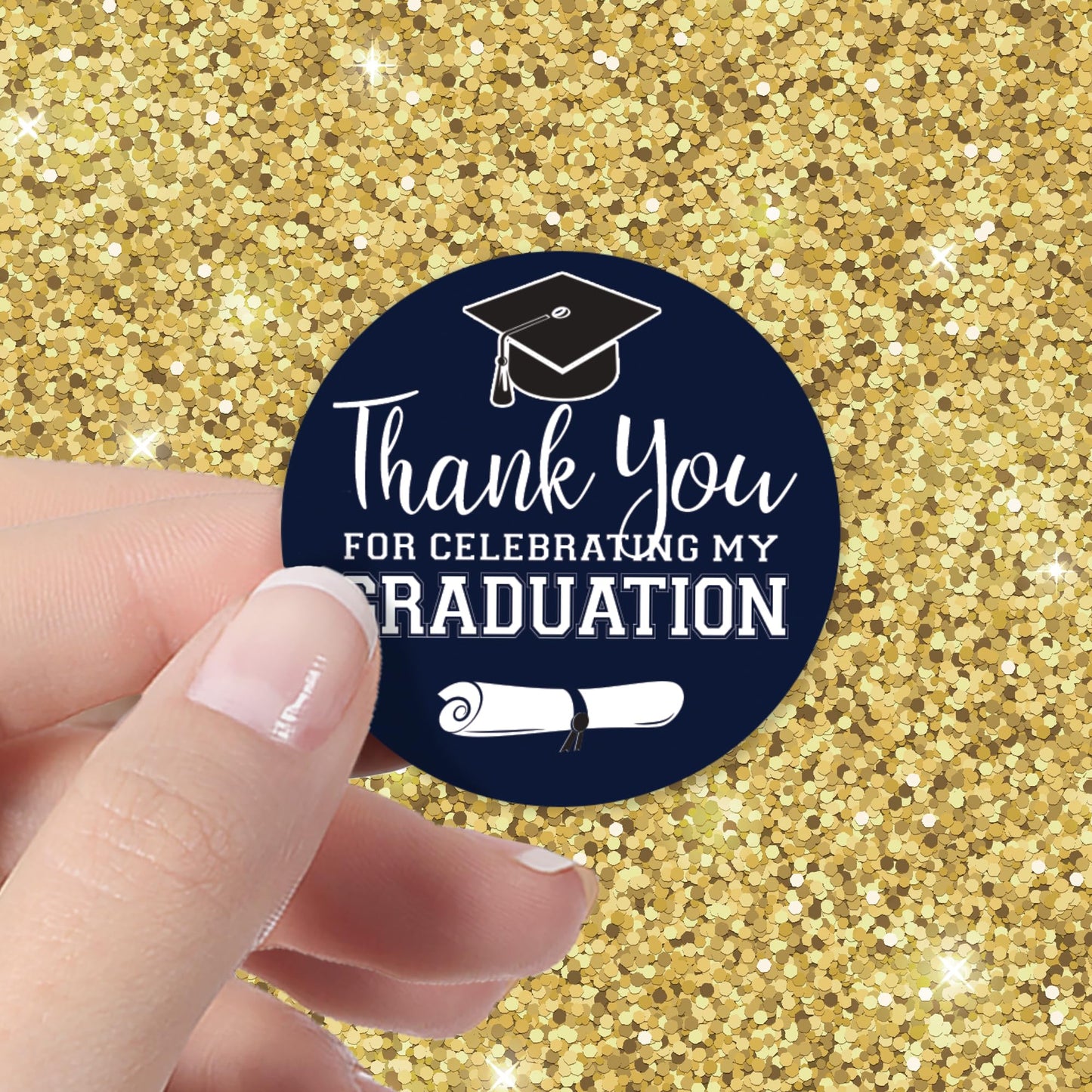 Navy Blue Graduation Thank You Favor Labels, Graduation Thank You Stickers 2025, 40 Count Navy Blue