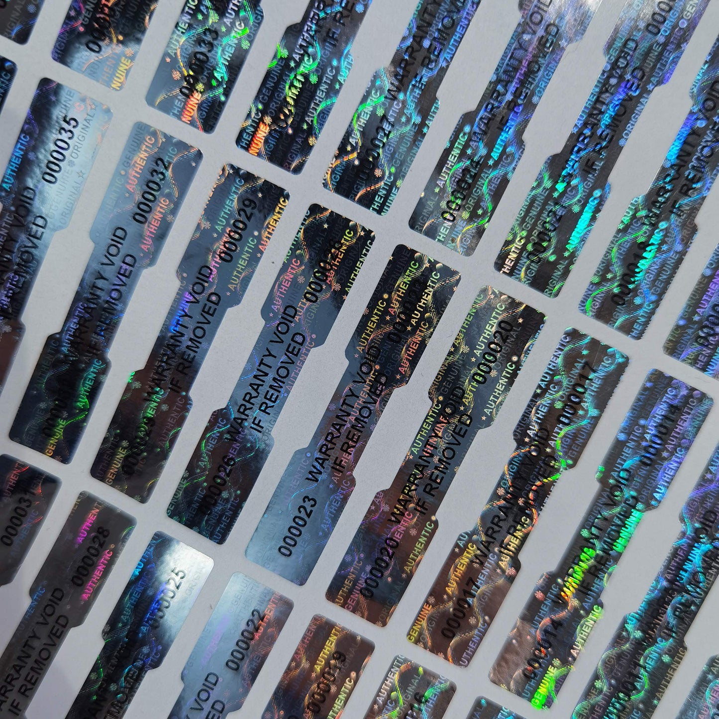 540 Pcs 1.968x0.39 inch Silver High Security Tamper Evident Seal Warranty Void Dogbone Original Genuine Authentic Hologram Labels/Stickers w/ Unique Sequential Serial Numbering Tamper Proof Stickers