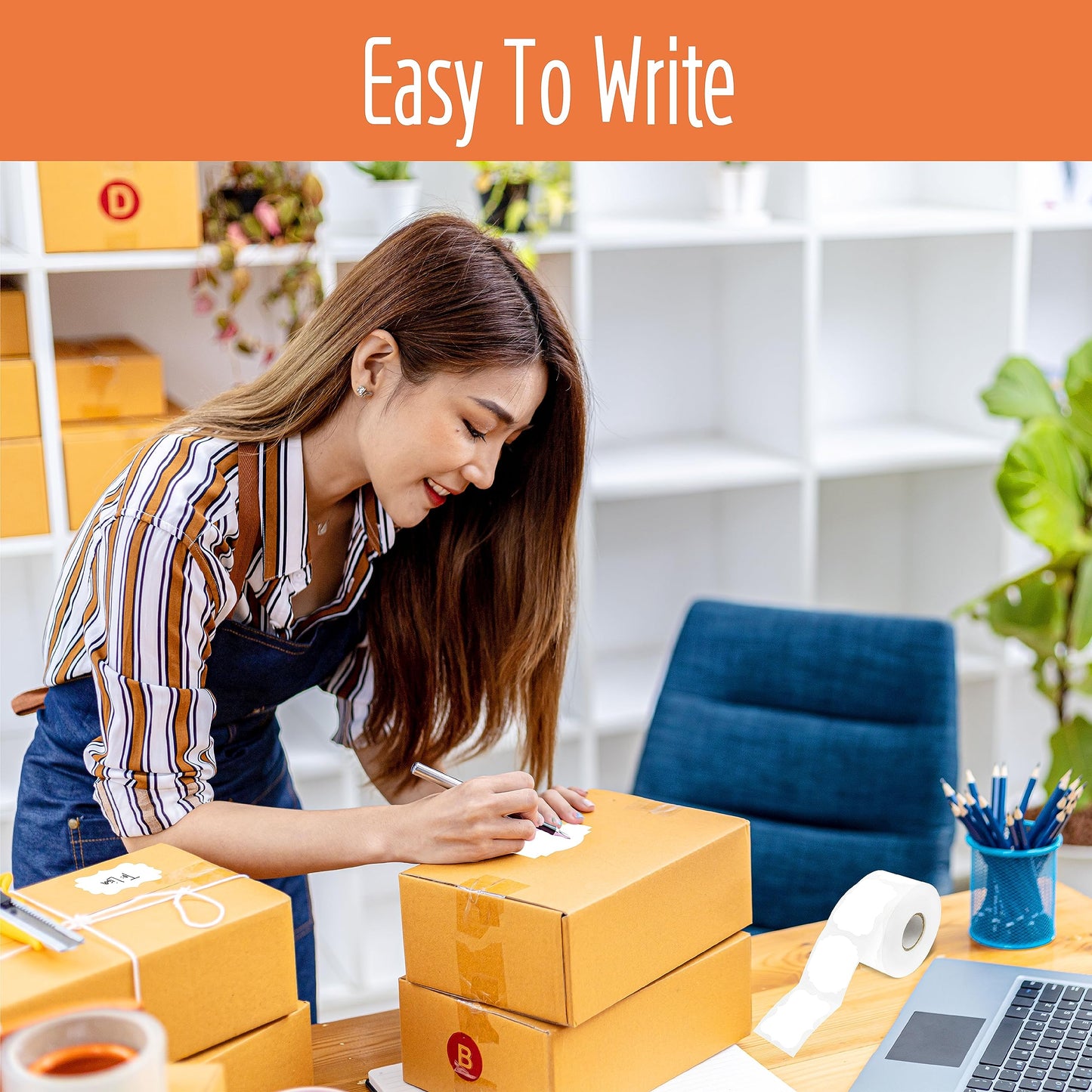 300 PCS White Stickers, 5 Fancy Shapes Labels Blank Stickers Roll White Name Tags with Permanent Adhesive for File Folders, Food Jars, Gift Tags, Home Office Business Uses (2” x 3”) 2” x 3”