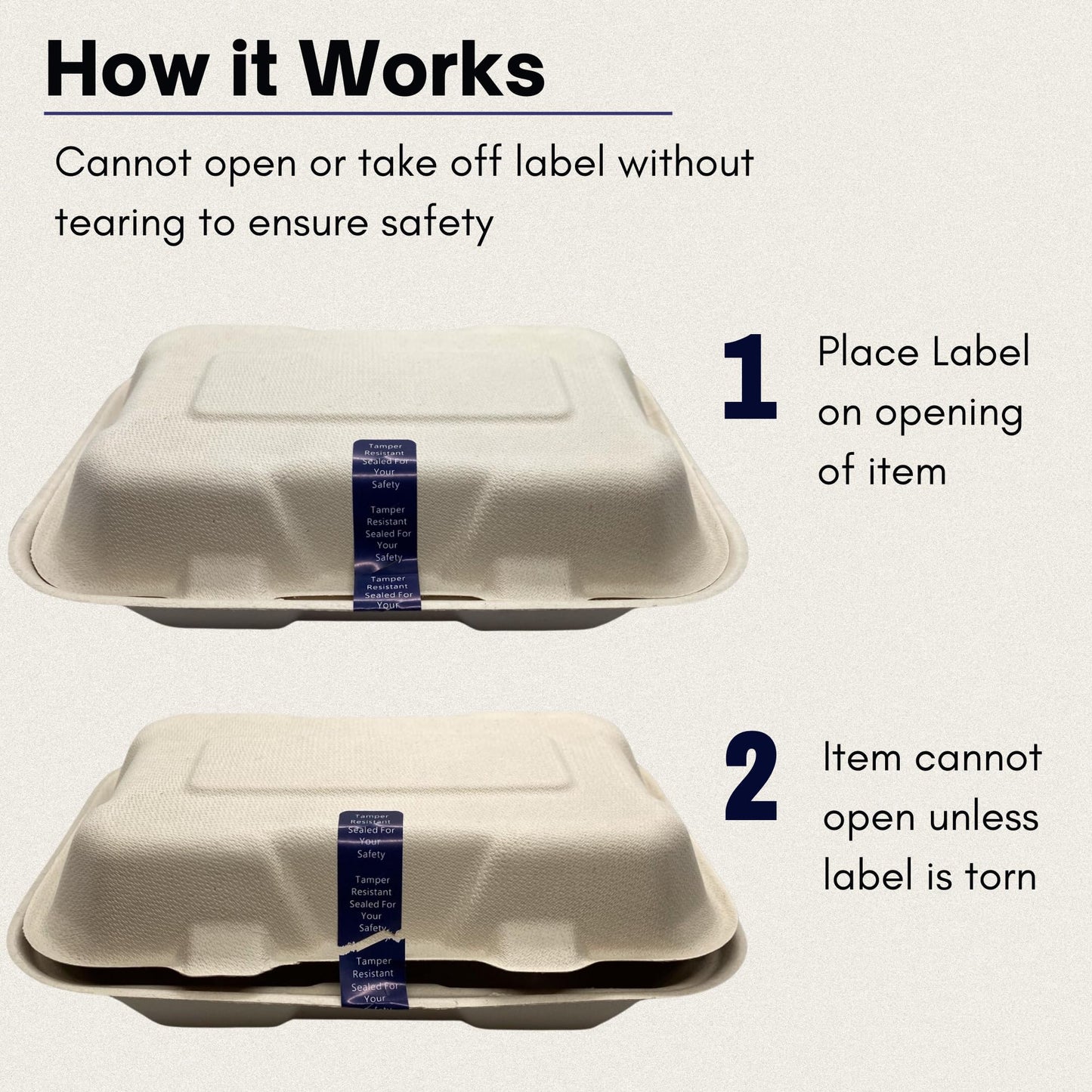 Tamper Evident Tape | Sealed for Your Safety | 500 Tamper Proof Stickers | Seal Tape to Help Increase Security During Delivery Stickers |(0.75 x 3.5 in) Navy Blue Safe Food Seal Tamper-evident