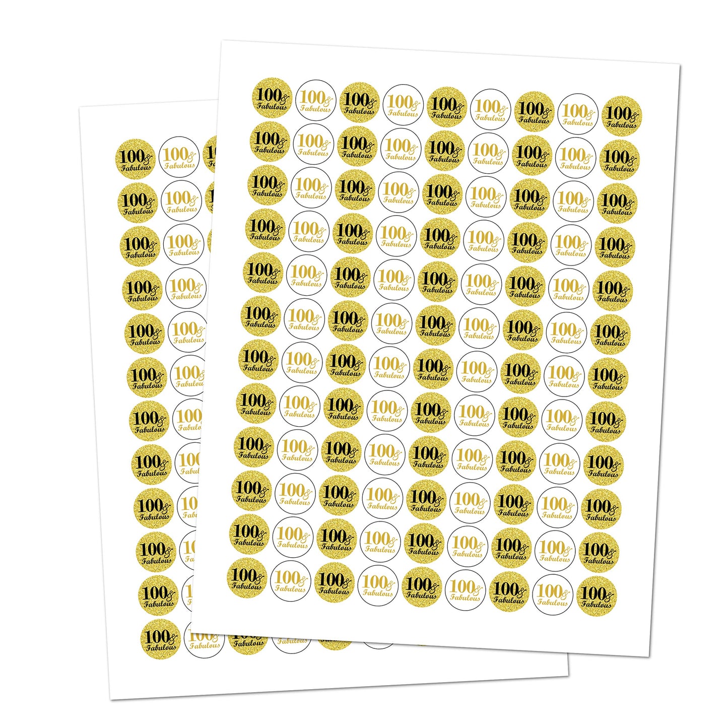 100 & Fabulous Birthday Gold Kisses Stickers, (Set of 216) Chocolate Drops Labels Stickers for Birthday Party, Party Favors Decor for Kisses. Made in USA