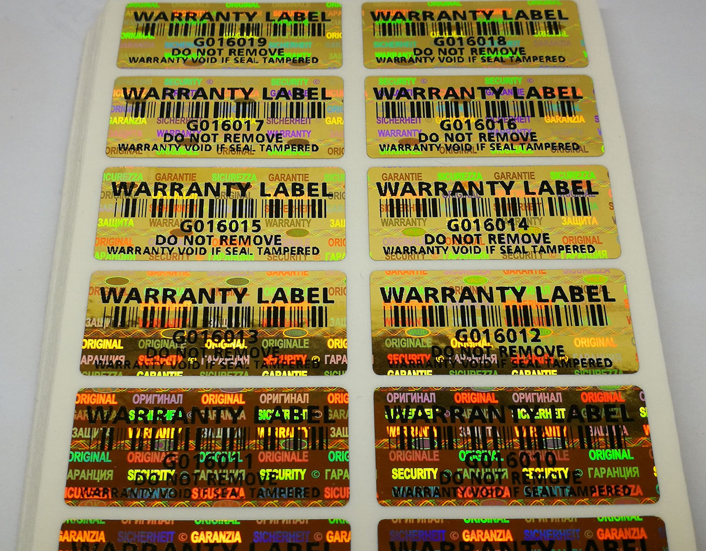 250 pcs Gold Security Seal 1.26 x 0.59 Inch, Void Hologram Stickers, Warranty Tamper evident Holographic Labels