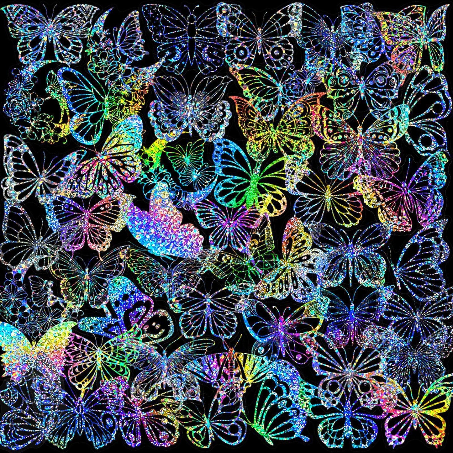 100PCS Holographic Butterfly Stickers, Laser Transparent Waterproof Stickers, Self-Adhesive Labels for Scrapbooking, Water Bottles, Journals, Laptops, Wall Decoration Blue