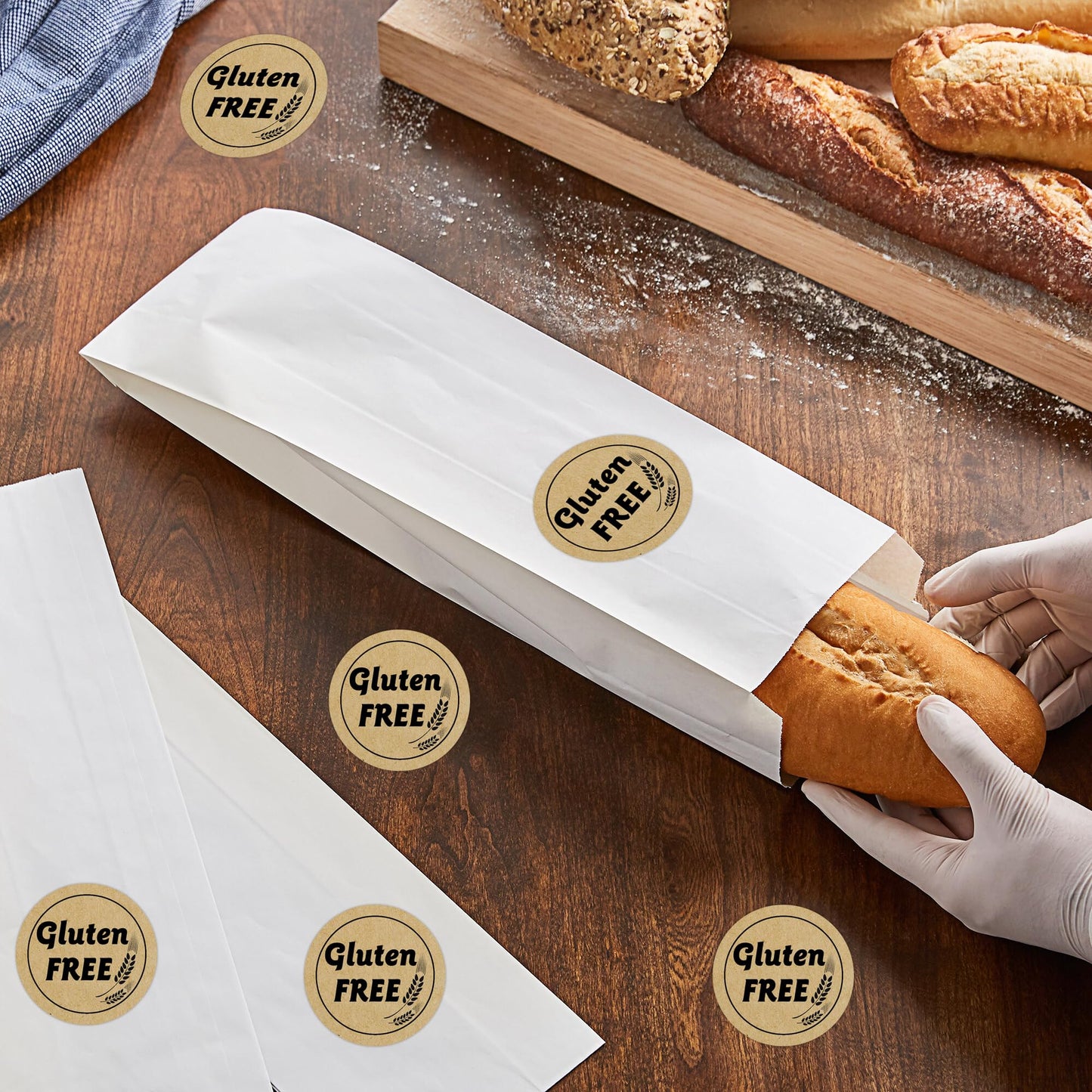 1 Inch Brown Kraft Gluten Free Stickers - Food Rotating Label for Retail Package - 500pcs