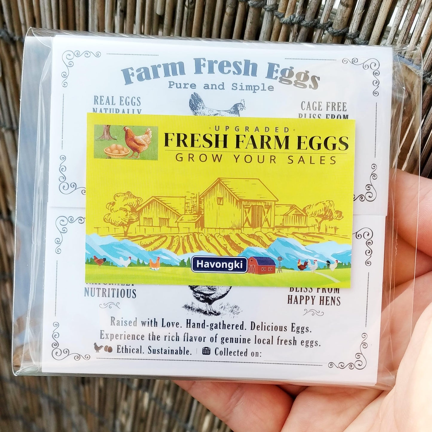100 Sheets Egg Carton Labels 4 x 2" Stickers Decal Farm Fresh Eggs Chicken coop Supplies Blank Cartons 6 12 15 18 30 48 50 Count Basket Box Container (T01617-100)-L8 Vintage Hen Rectangle 4" x 2" (100 Sheets)