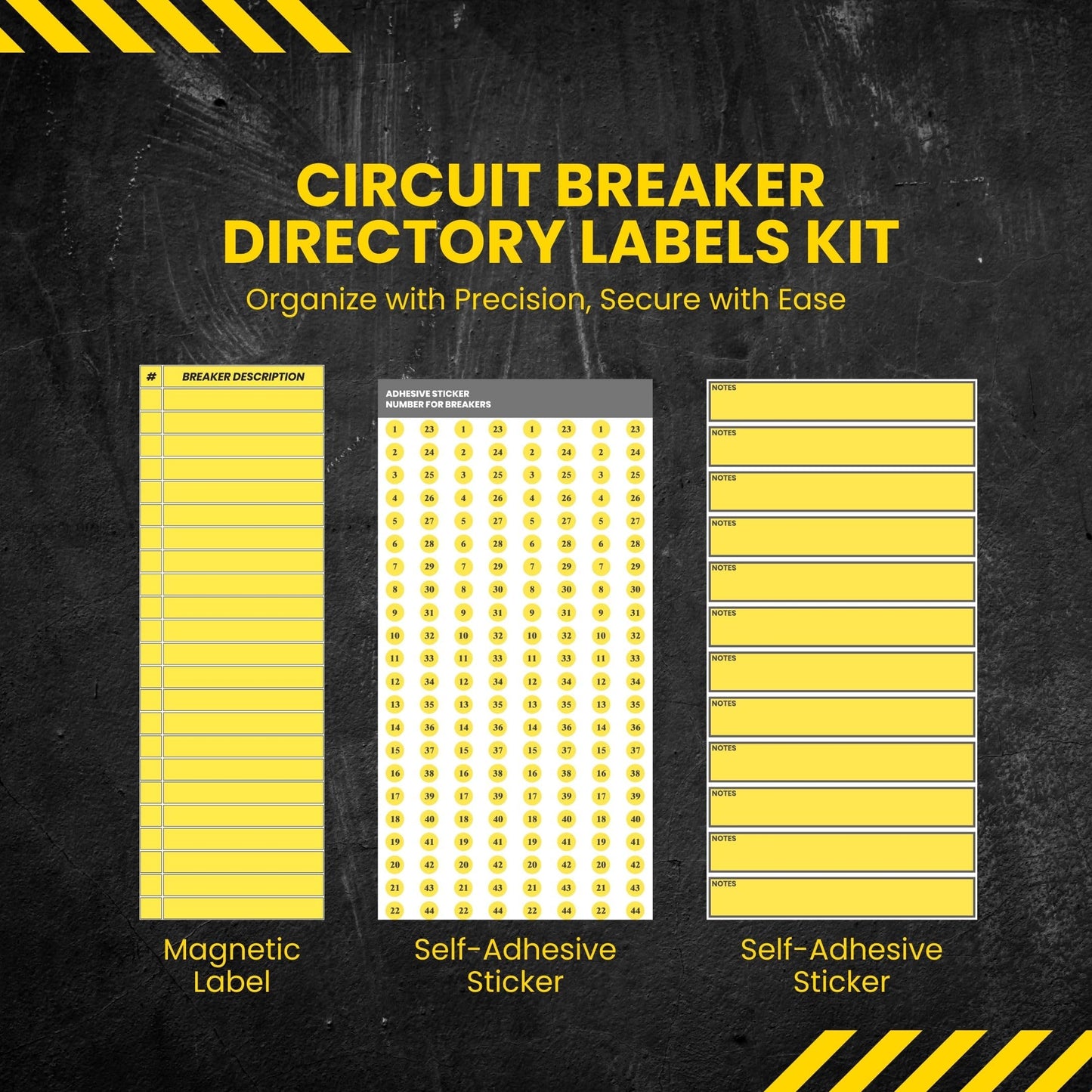 Performore Circuit Breaker Panel Labels - 4x12 Inch Magnetic Circuit Panel Directory Sign - Includes 1 Pack of Note Stickers and 1 Pack of Number Stickers - Ideal Labels for Electrical Panel Box
