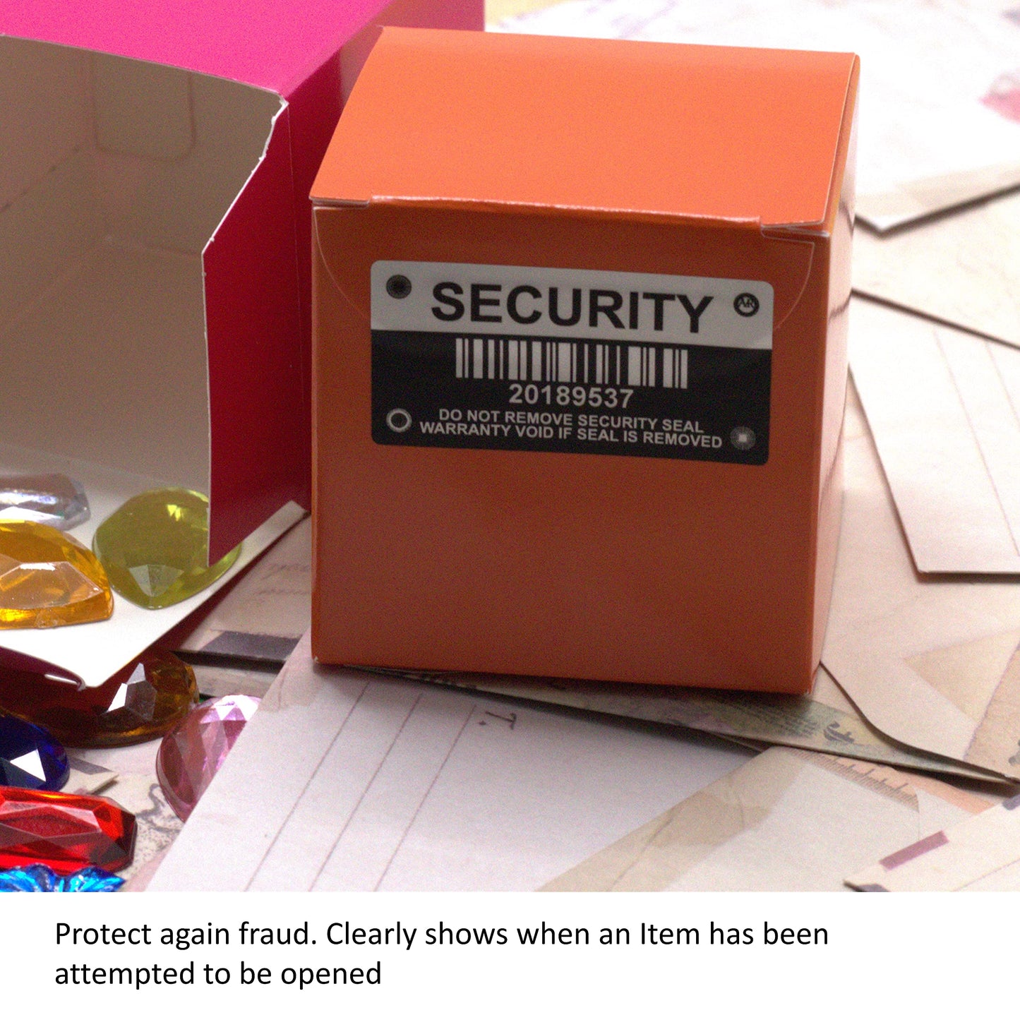 Tamper Evident Stickers, Tamper Proof Security Seal with Individual Serial Numbers and Barcode. Each Sticker is 1.56 x 0.75 inches. Destroyed Upon Removal. Residual Text Left on Item. (245 Stickers) 245 Stickers