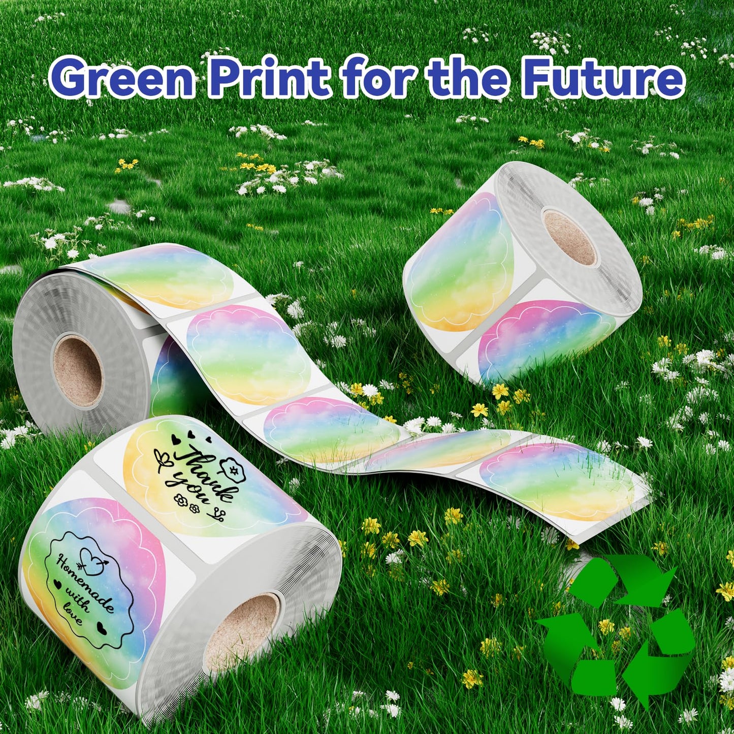 2'' Round Thermal Labels, 500pcs Circle Thermal Printer Labels, Multi-Purpose Thermal Stickers for DIY Logo Design, Name/Price Tag, Address, QR Code, 2x2, 500Pcs/Roll, TD Purple