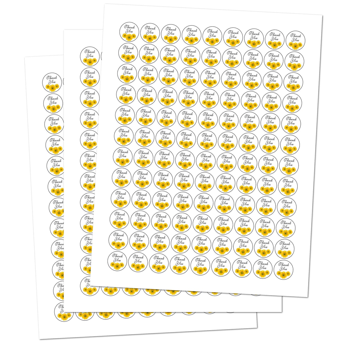 324 Sunflower Thank You Kisses Wedding Stickers, Floral Chocolate Drops Labels Stickers for Weddings, Bridal Shower Engagement Party, Bride and Groom Party Favors for Kisses. Made in USA.