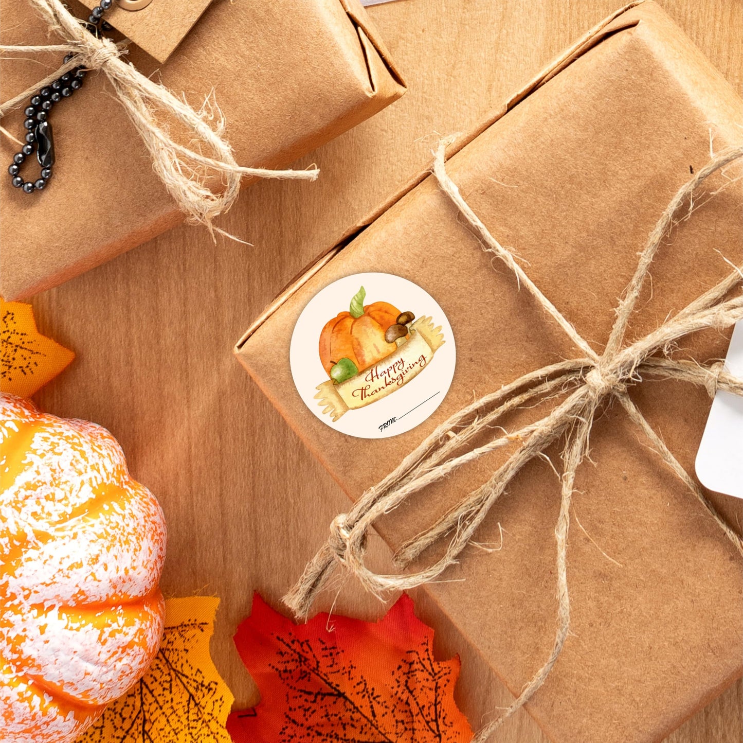 2" Large Happy Thanksgiving Sticker Set - 40 Pcs Round Label for Thanksgiving Gift Wrapping, 4 Different Designs Envelope Seals, Self-Adhesive Gift Tag for Goodie Bags, Party Supplies -A02 Pumpkin