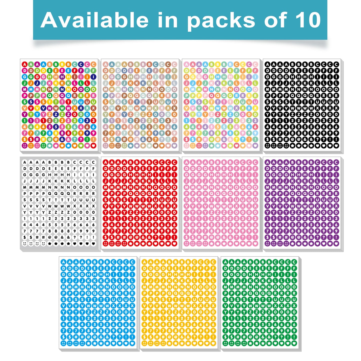 1680 Pieces 0.5 Inch Circle-Backed Letter Stickers, 10 Sheets Alphabet and Number Stickers with Cute Designs, Vinyl Stickers for DIY Cards, Item Labeling, Bullet Journaling, Scrapbooking - Colorful