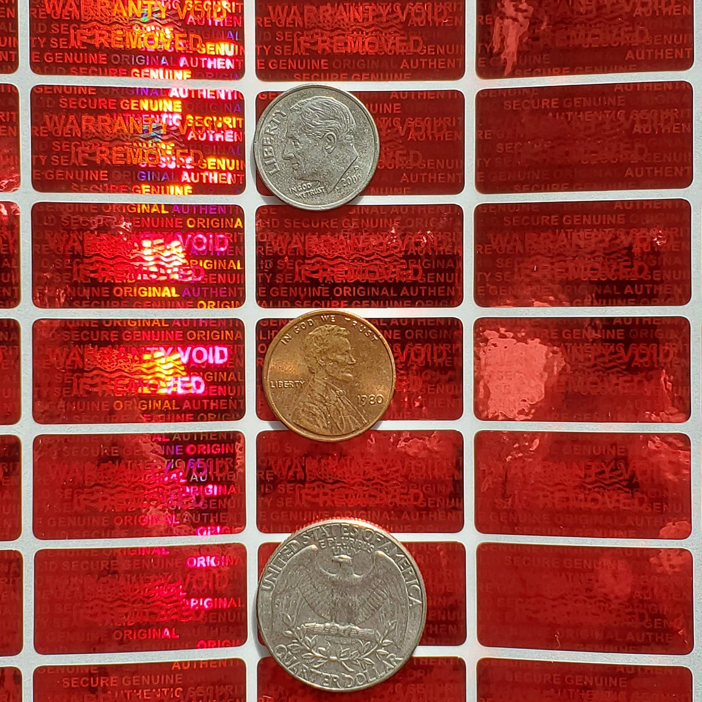 1000 Hologram Seal Tamper Evident Security Labels Stickers with size of 15 mm x 30 mm- (Red)