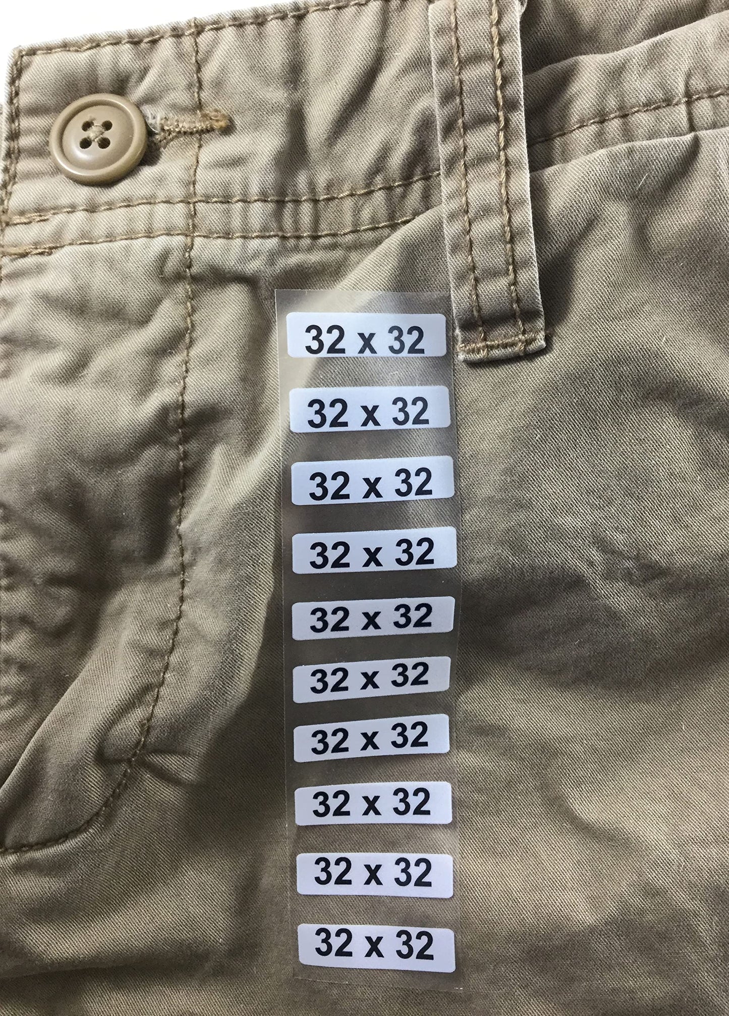 32 x 32 Men's Pants Clothing Size Strip Labels 1.25 x 5 125 Total Stickers 32 X 32