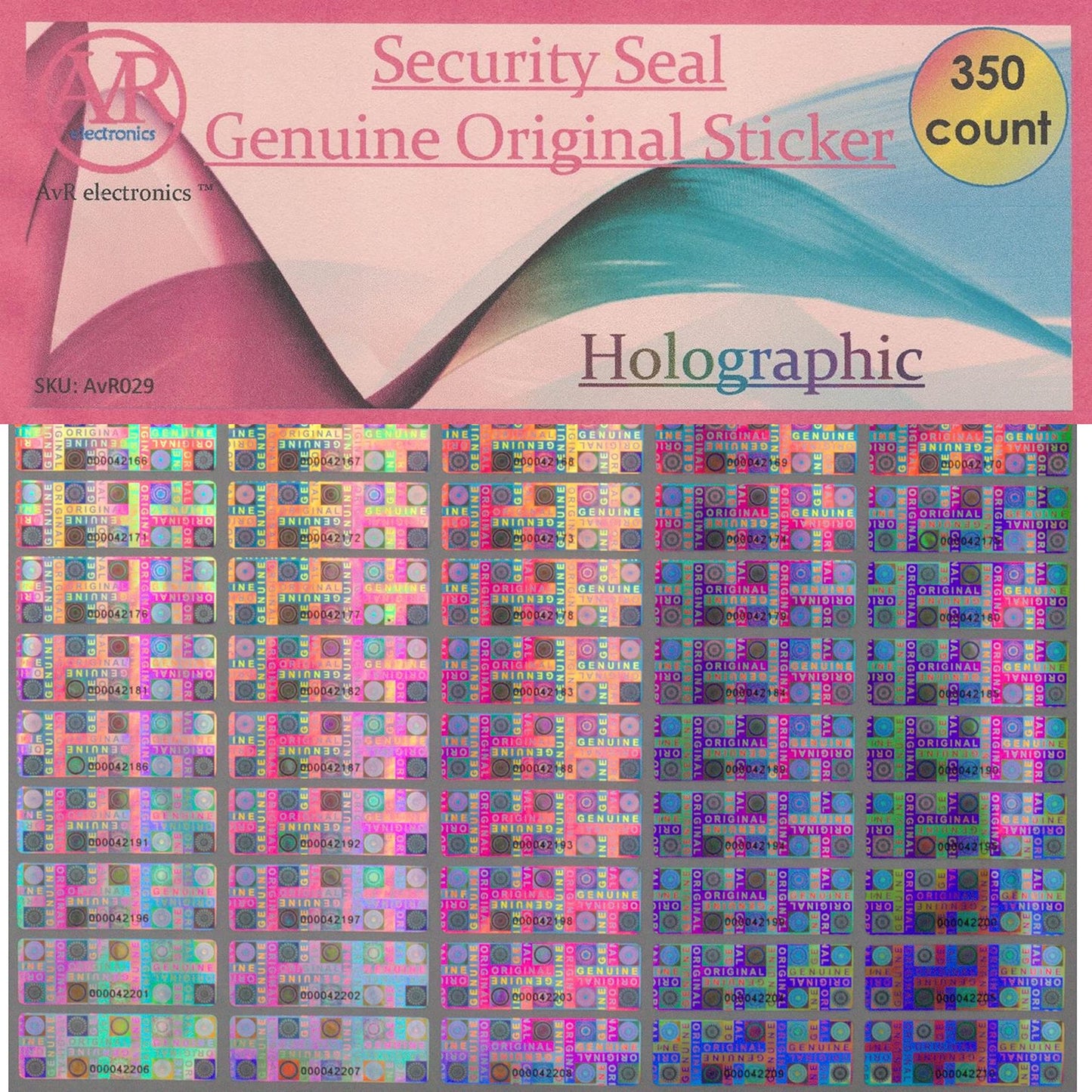 350 Tamper Proof Stickers, Tamper Evident Stickers. Genuine Original Holographic Security Seal, Tamper Resistant Hologram Foil Tape Feature with Serial Numbers. Strong Adhesive. (350 Stickers) 350 Stickers