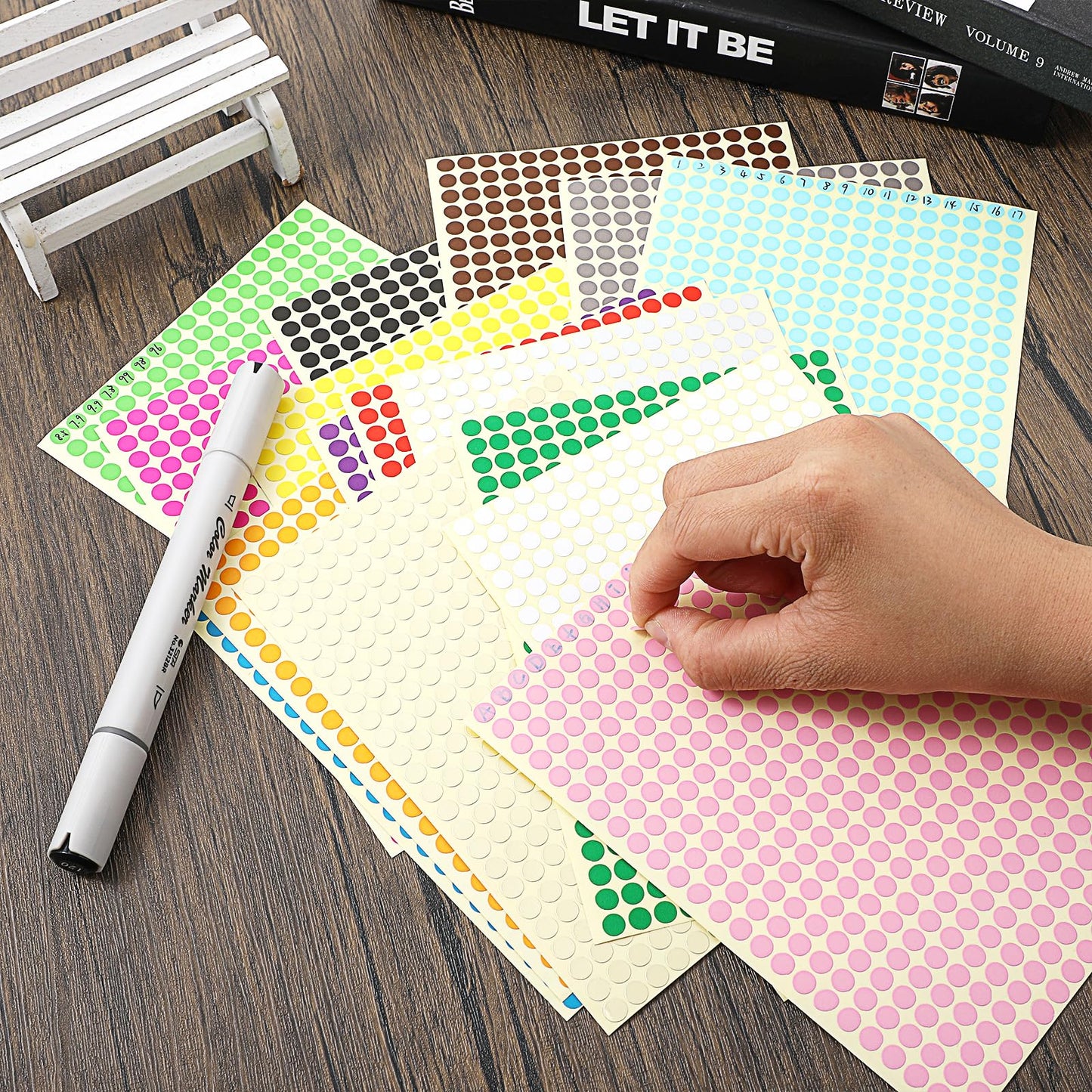 6528Pcs 1/4 Inch Colored Dot Stickers, Coding Labels Circle Dot 16 Color Code Dots Round Adhesive Dots Sticker for Office Classroom Kids(Small) C