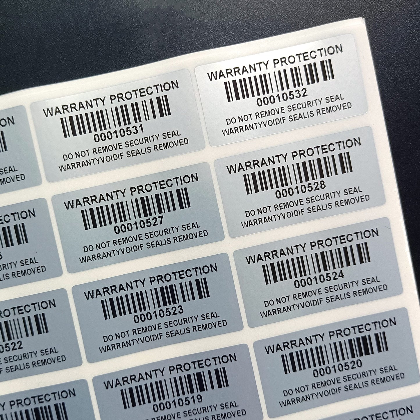160pcs Tamper Evident Barcode Stickers with Individual Serial Number Security Warranty Void Sticker,Sealing Label for Package(1.6x0.8 inches,Silver) Silver