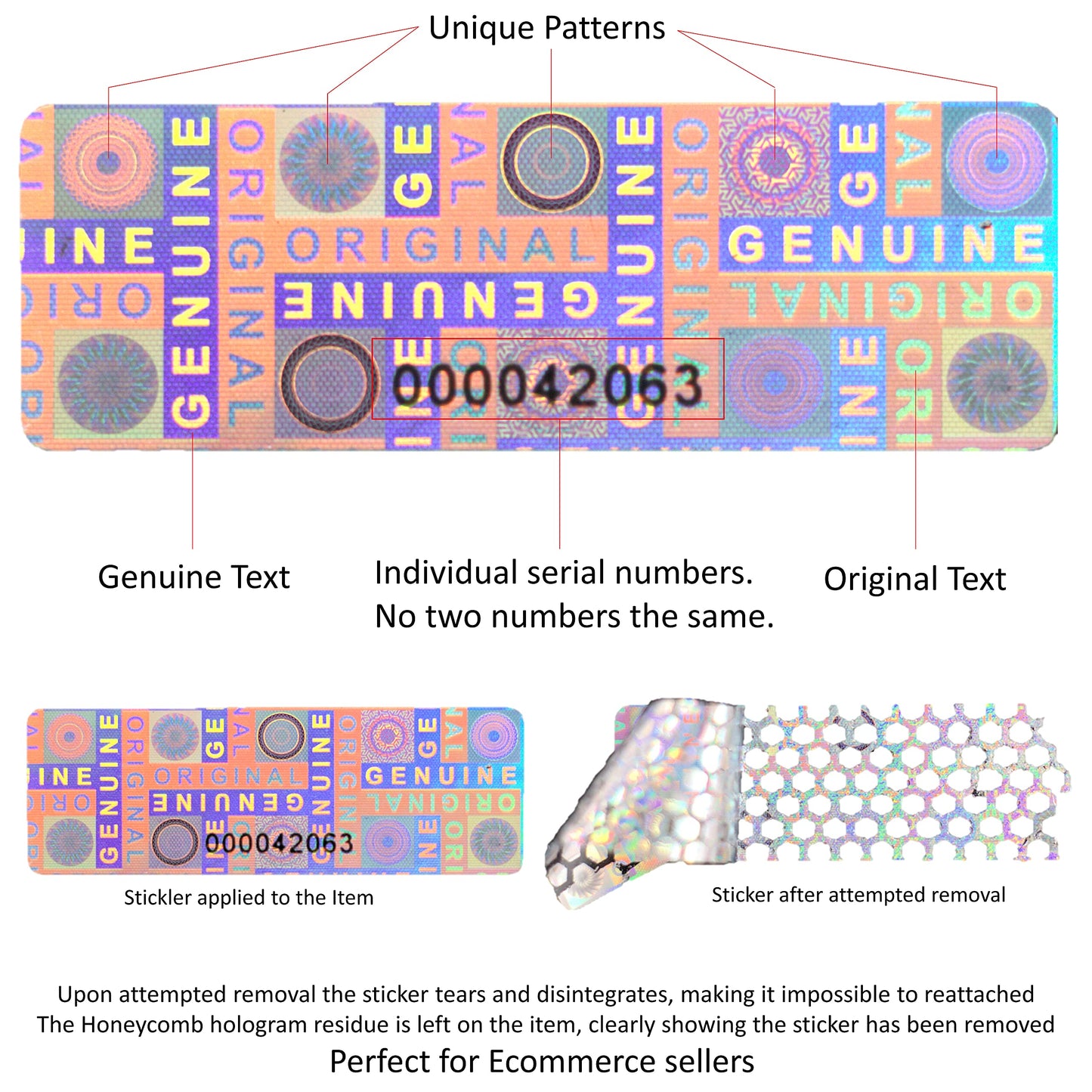 210 Tamper Proof Stickers, Tamper Evident Stickers. Genuine Original Holographic Security Seal, Tamper Resistant Hologram Foil Tape Feature with Serial Numbers. Strong Adhesive. (210 Stickers) 210 Stickers