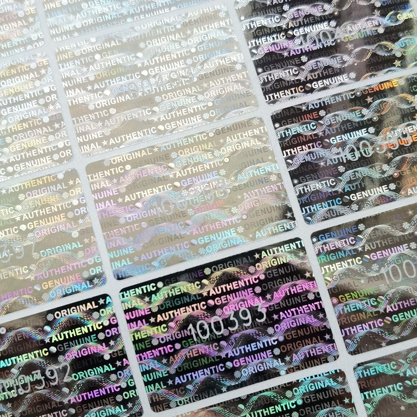 1.18X0.79 inch Silver High Security Tamper Evident Seal Warranty Void Original Genuine Authentic Hologram Labels/Stickers w/Unique Sequential Serial Numbering Tamper Proof Stickers(100) 100