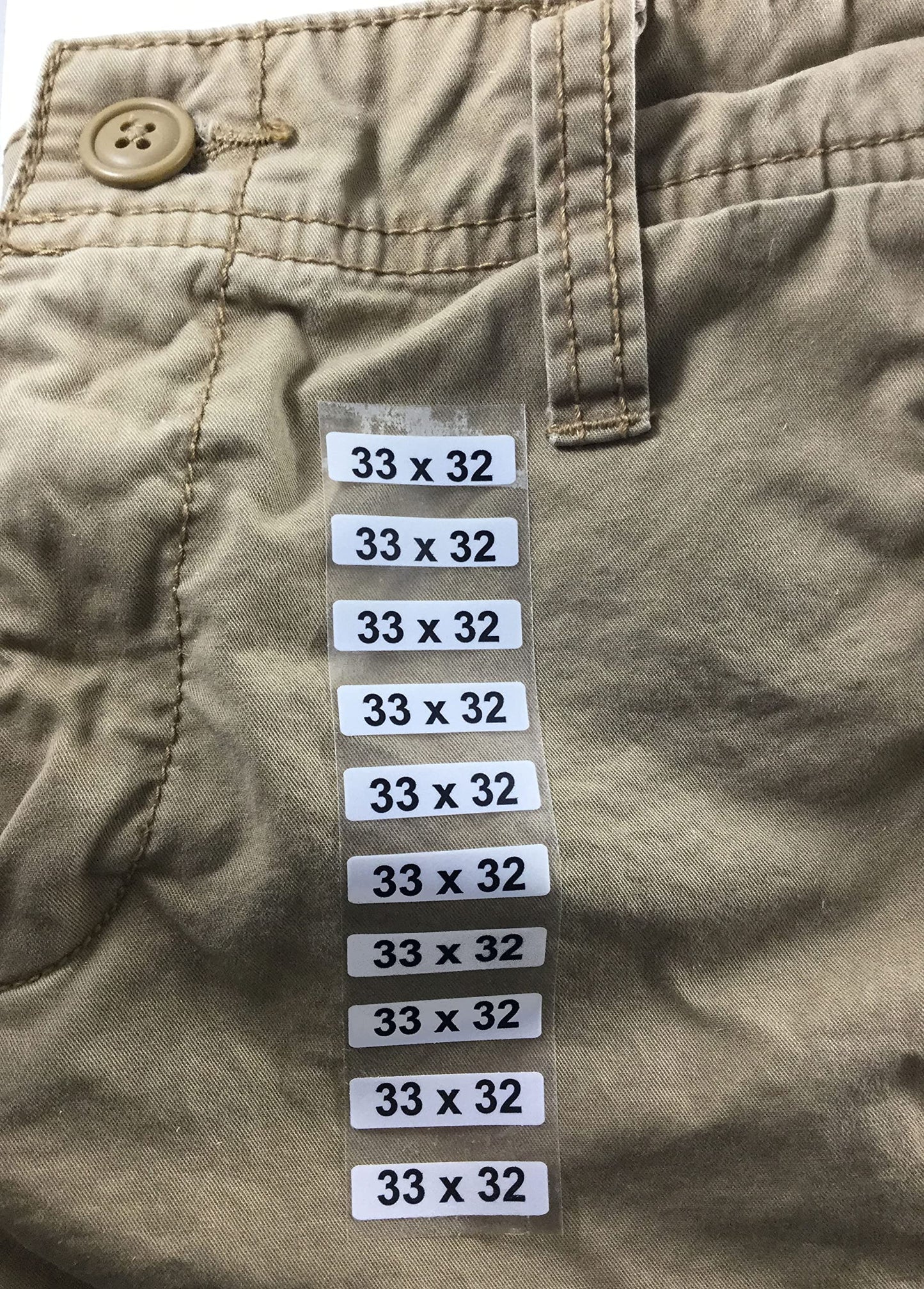 33 x 32 Men's Pants Clothing Size Strip Labels 1.25 x 5 125 Total Stickers 33 X 32