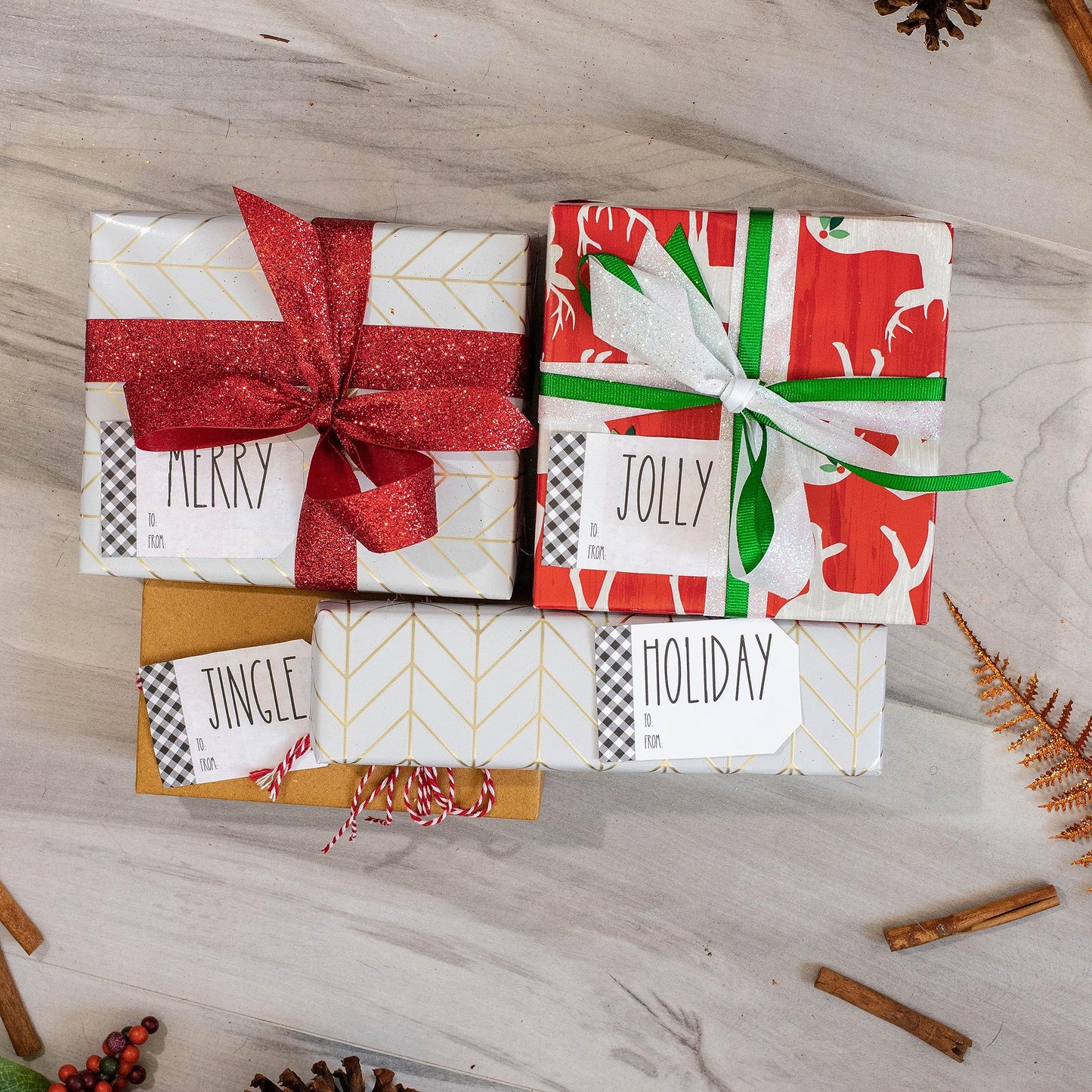 White Farmhouse Style Christmas Holiday Gift Tag Stickers 2 x 3 Inch 25 Total Labels