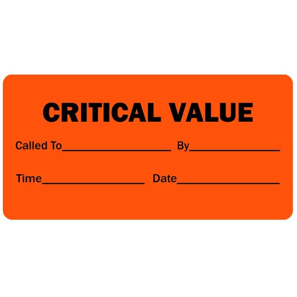 Critical Value Medical Labels 2" x 1" Orange Labels (500 labels)