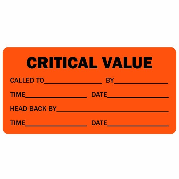 Critical Value Detailed Medical Labels 2" x 1" Labels (1000 labels)