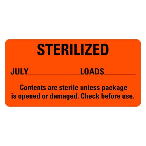 STERILIZED July Medical Labels 2" x 1" labels (500 labels)