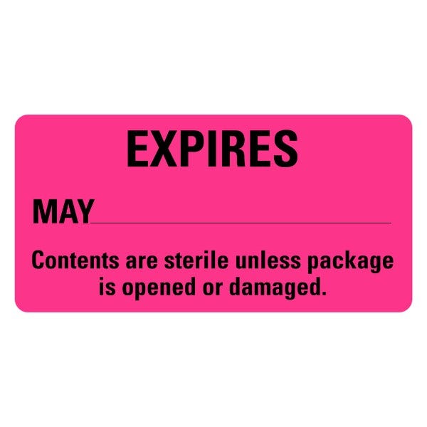 Expires May Sterile Labels 2" x 1" Labels (500 labels)