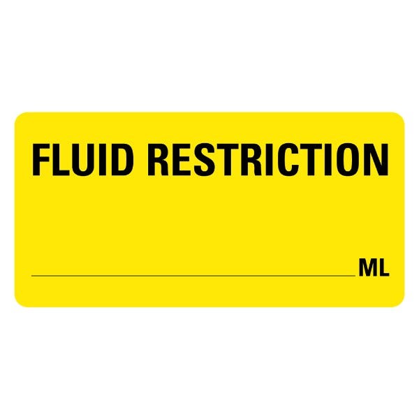 Fluid Restriction Labels - Medical, Healthcare - 2" x 1", 500 labels