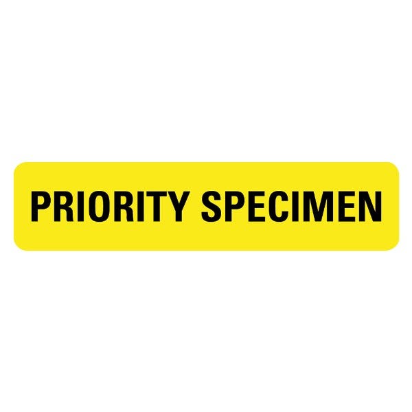 PRIORITY SPECIMEN Medical Labels .375" x 1.625" Yellow Labels (500 labels)