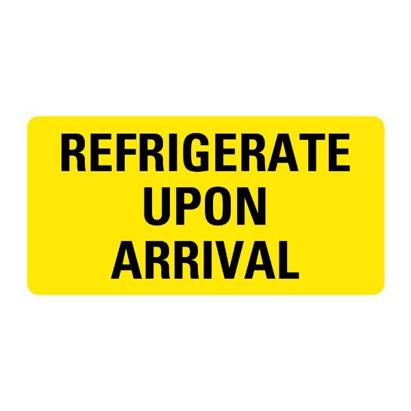 REFRIGERATE UPON ARRIVAL Medical Labels 2" x 1" Labels (500 labels)