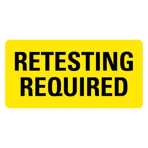 RETESTING REQUIRED Labels 2" x 1" Labels (500 labels)
