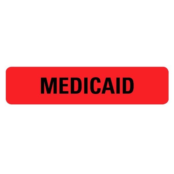 MEDICAID Labels .375" x 1.625" Red Labels (500 labels)