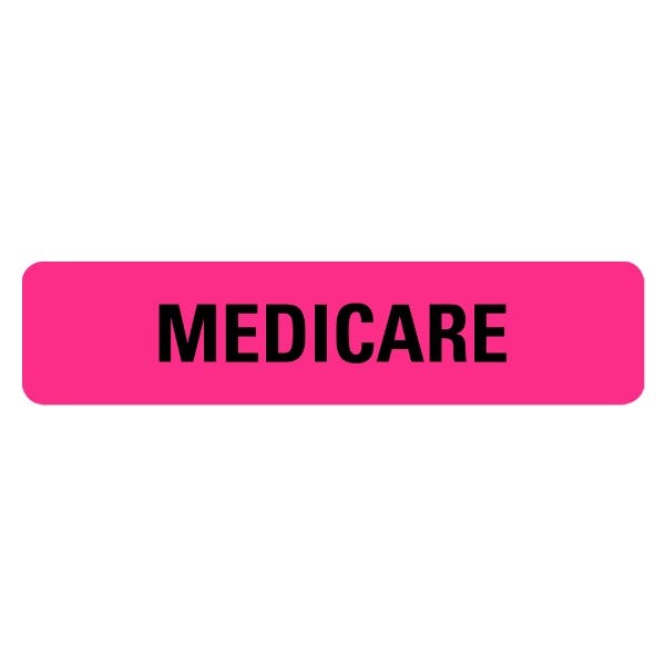 MEDICARE Labels .375" x 1.625" Pink Labels (500 labels)