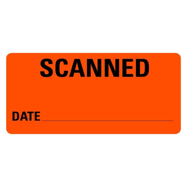 SCANNED DATE Labels 2" x 1" Orange Labels (500 labels)