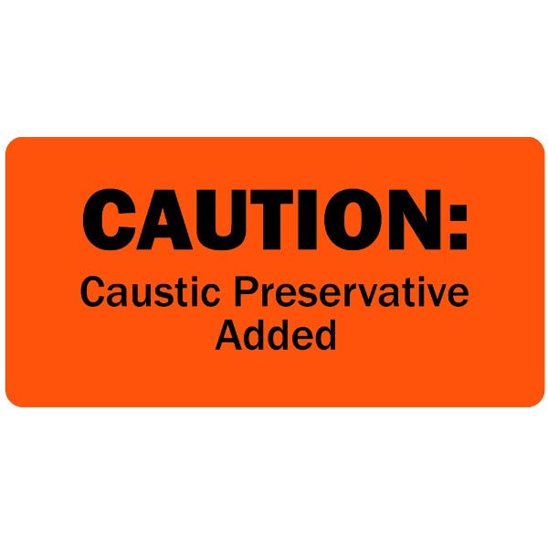 Caution: Caustic Preservative Added Medical Labels 2" x 1" (Q=500 labels)