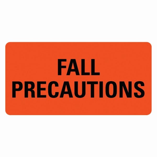 FALL PRECAUTIONS Medical Labels 2" x 1" Orange Labels (500 labels)