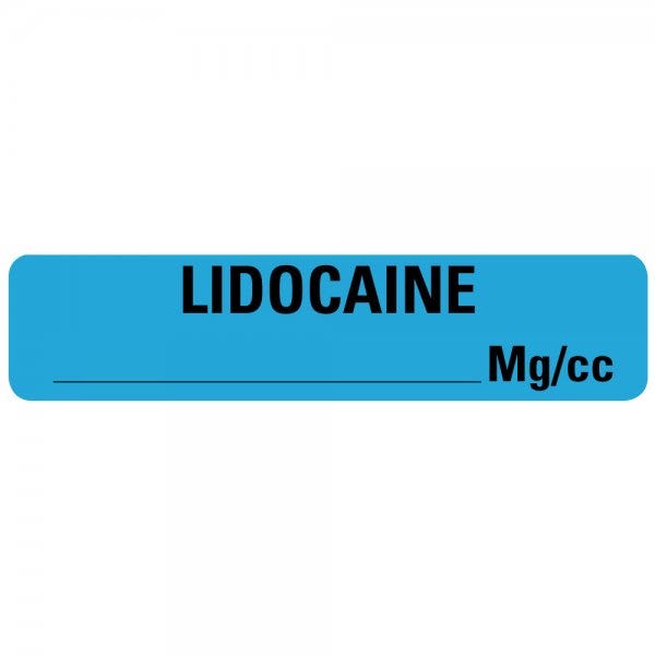 LIDOCAINE MG/CC Syringe Labels 0.375" x 1.625" labels (500 labels)