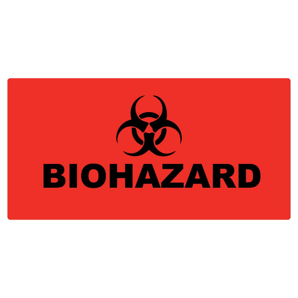 Biohazard Labels for Medical Facilities with Biohazard Symbol 2" x 1"