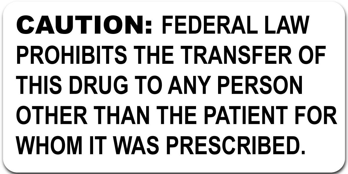 Controlled Substance Labels 2" x 1" Rectangle (500 labels)