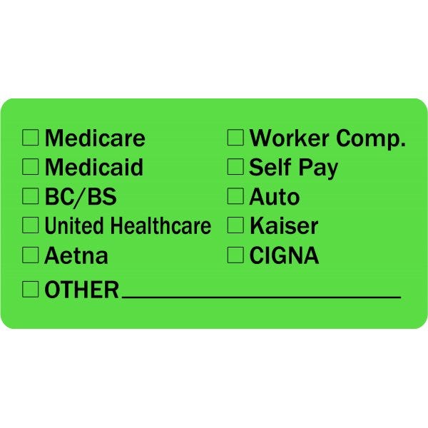 Insurance Provider Checklist Medical Labels 2" x 1" Labels (500 labels)