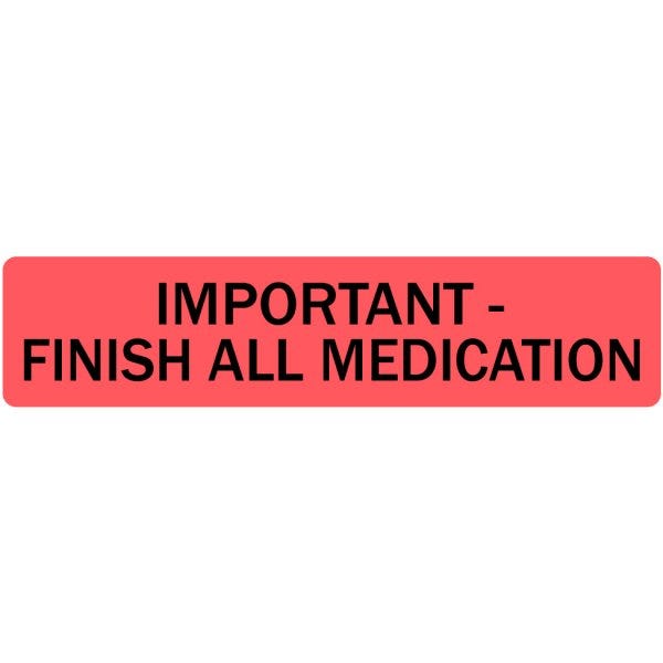 Important Finish All Medication Veterinary Labels .375" x 1.625" (500 labels)