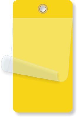 SmartSign (Pack of 25) 2.25 x 4.25 inch Blank Yellow Writeable Self-Laminating Tags, 10 mil Thick Vinyl with Clear Polyester Flap