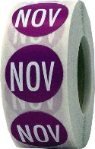 Lilac November Circle Month Stickers, 3/4 Inch Round, 500 Vibrant Adhesive Labels on a Roll for Scheduling, Organization, and Inventory - Made in The USA Lilac November